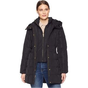 Cole Haan Signature Coat Women's Small Petite Black Down Feather Puffer Parka